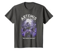 Artemis dans la forêt visant l'arc Animaux Sauvages Chasse Lunaire Ambiance T-Shirt, Enfant, Asphalte, 2 Ans