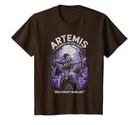 Artemis dans la forêt visant l'arc Animaux Sauvages Chasse Lunaire Ambiance T-Shirt, Enfant, Marron, 6 Ans