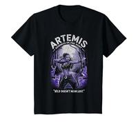 Artemis dans la forêt visant l'arc Animaux Sauvages Chasse Lunaire Ambiance T-Shirt, Enfant, Noir, 2 Ans