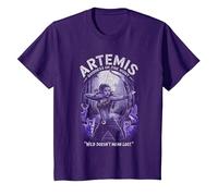 Artemis dans la forêt visant l'arc Animaux Sauvages Chasse Lunaire Ambiance T-Shirt, Enfant, Violet, 12 Ans