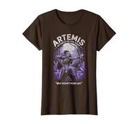 Artemis dans la forêt visant l'arc Animaux Sauvages Chasse Lunaire Ambiance T-Shirt, Femme, Marron, 3XL