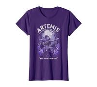 Artemis dans la forêt visant l'arc Animaux Sauvages Chasse Lunaire Ambiance T-Shirt, Femme, Violet, M