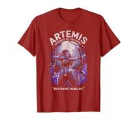 Artemis dans la forêt visant l'arc Animaux Sauvages Chasse Lunaire Ambiance T-Shirt, Homme, Canneberge, S
