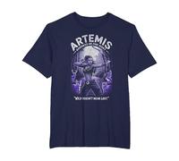 Artemis dans la forêt visant l'arc Animaux Sauvages Chasse Lunaire Ambiance T-Shirt, Homme Grandes Tailles, Bleu Marine, 4X Tall