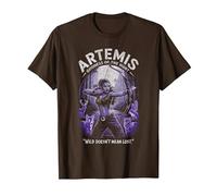 Artemis dans la forêt visant l'arc Animaux Sauvages Chasse Lunaire Ambiance T-Shirt, Homme, Marron, XL