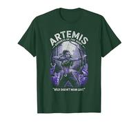 Artemis dans la forêt visant l'arc Animaux Sauvages Chasse Lunaire Ambiance T-Shirt, Homme, Vert Forêt, M