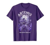 Artemis dans la forêt visant l'arc Animaux Sauvages Chasse Lunaire Ambiance T-Shirt, Homme, Violet, XXL