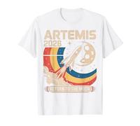 Artemis II Lancement Retour sur la Lune 2026 T-Shirt Graphique avec Valeur, Homme, Blanc, L