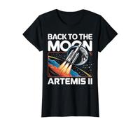 Artemis Launch Back to The Moon 2026 T-Shirt Graphique avec Valeur, Femme, Noir, L