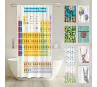 arteneur® - Rideau de Douche 120x200- Rideaux de Douche en Tissu Polyester Épais Lavable en Machine avec Anti Moisissure et Imperméable Inclus 12 Crochets Rideau (Tableau Périodique Allemand)
