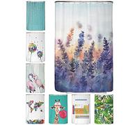 arteneur® - Rideau de douche anti-moisissure motif lavande 120 x 200 cm certifié Öko-Tex Standard 100 - Ourlet lesté, opaque, imperméable, lavable, 8 anneaux & e-book (français non garanti)