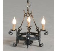 arterameferro Lustre en fer forgé fabriqué en Italie à 3 lumières pour château