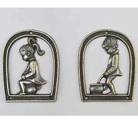 Arterameferro Paire de plaques de toilettes en laiton bruni WC pour porte ou mur