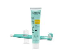 Artero pack dentifrice chien, brosse à dent et doigtier silicone | Pâte comestible, kit complet d'hygiène bucco-dentaire, usage quotidien, fabriqué en Espagne, chiots et adultes