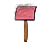 Artero Simba carde chien tête incurvée picots 27 mm taille L rose | Manche bambou et caoutchouc, inox noir mat, poils denses ou double couche, Golden Retriever, Berger Australien