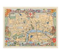 Artery8 1938 Childrens Map Of London Large Wall Art Poster Print Thick Paper 18X24 Inch Enfants Carte Londres mur Impression d'affiches