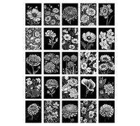 Artery8 50 Pcs Flower Floral Aesthetic Black White Collage Kit Wall Art Prints A6 Set Pack 14.8 x 10.5 cm (5.8 x 4.1) Wall Home Student Boy Girl Teen Room Elegant