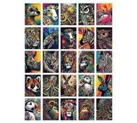 Artery8 50 Pcs Vibrant Colourful Wild Animal Aesthetic Fun Collage Kit Wall Art Prints A6 Set Pack 14.8 x 10.5 cm (5.8 x 4.1) Bedroom Home Student Teen Room Decor Poster