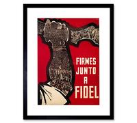 Artery8 Ad Cuba Fidel Castro Stand Strong Revolution Poster Artwork Framed Wall Art Print 12X16 Inch Révolution Affiche mur