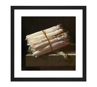 Artery8 Adriaen Coorte Still Life With Asparagus Painting 9X9 Inch Square Wooden Framed Wall Art Print Picture with Mount