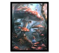 Artery8 Alice in Wonderland Mushroom Forest Concept Art Kids Bedroom Artwork Framed Wall Art Print 18X24 Inch