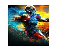 Artery8 American Football Action Sport Painting the Power Line Back Gridiron Blue Yellow Large Wall Art Poster Print Thick Paper 24X24 Inch