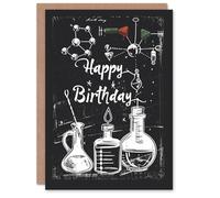 Artery8 Birthday Card Chemistry Set Scientist Chalkboard Geek For Him Man Male Dad Brother Son Papa Grandad Greeting Card