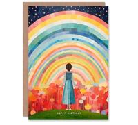 Artery8 Birthday Greeting Card Rainbow Magic Woman Star Flowers For Her