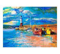 Artery8 Boats Tide Out Painting XL Giant Panel Poster (8 Sections) Bateaux La peinture Affiche
