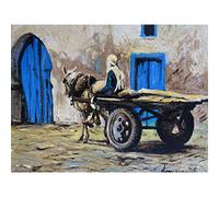 Artery8 Boncompagni Kairouan Tunisia Horse Wagon Painting Extra Large XL Wall Art Poster Print Tunisie Cheval La peinture mur Impression d'affiches