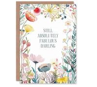 Artery8 Carte de vœux Still Absolutely Fabulous Darling Floral Flowers For Her Woman Wife Mum Sister Gran Birthday Card