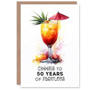 Artery8 Cheers to 50 Years of Fabulous Cocktail Fun 50th Birthday Card For Women