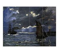 Artery8 Claude Monet A Seascape Shipping By Moonlight XL Giant Panel Poster (8 Sections) Paysage marin Navire Lune Affiche