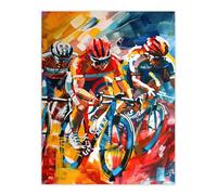 Artery8 Cyclists Racing Colourful Sport Painting Living Room Extra Large XL Wall Art Poster Print