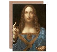 Artery8 Da Vinci Salvator Mundi World Saviour Jesus Fine Art Greeting Card Plus Envelope Blank Inside Monde