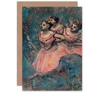 Artery8 Edgar Degas Three Dancers in Red Costume Carte de Vœux d'Art et Enveloppe Vierge à l'Intérieur