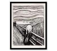 Artery8 Edvard Munch The Scream 1895 Black and White Framed Wall Art Print Home Décor A4