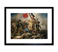 Artery8 Eugène Delacroix July 28 1830 Liberty Leading The People Revolution Reproduction Painting Artwork Framed Wall Art Print 12X16 inch
