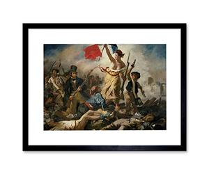 Artery8 Eugène Delacroix July 28 1830 Liberty Leading The People Revolution Reproduction Painting Artwork Framed Wall Art Print 12X16 inch