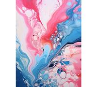 Artery8 Fluid Paint Acrylic Pouring Abstract Artwork Pink Blue Flowing Colours Extra Large XL Wall Art Poster Print