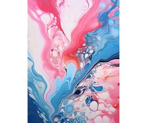 Artery8 Fluid Paint Acrylic Pouring Abstract Artwork Pink Blue Flowing Colours Extra Large XL Wall Art Poster Print