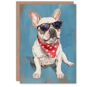 Artery8 French Bulldog Sunglasses and Bandana Dog Lover Blank For Him Or Her Art Birthday Card