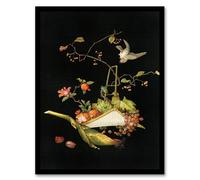 Artery8 G A Audsley Vintage Stylised Still Life with Bird Framed Wall Art Print Home Décor A4