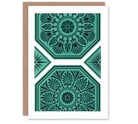 Artery8 GA and MA Audsley Art Card Teal Blue Greek Antique Pattern