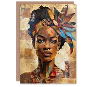 Artery8 Greeting Card African Woman in Traditional Headdress Portrait For Her Woman Birthday Card