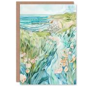 Artery8 Greeting Card East Riding English Coastal Scene Watercolour Blank For Him Or Her Art Birthday Card
