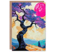 Artery8 Greeting Card Jacaranda Purple Flower Tree Sunset Landscape Blank For Him Or Her Art Birthday Card