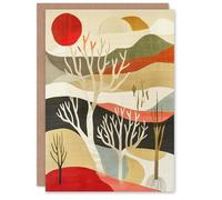 Artery8 Greeting Card Yorkshire Moor Boho Sunset Abstract Design Blank For Him Or Her Art Birthday Card