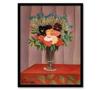 Artery8 Henri Rousseau Bouquet of Flowers in a Vase Framed Wall Art Print Home Décor A4