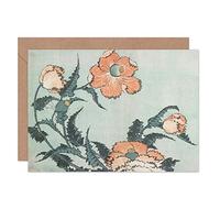 Artery8 Hokusai Poppies Flowers Japenese 1833 Fine Art Greeting Card Plus Envelope Blank Inside Fleurs